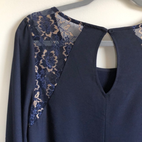 NWOT Love Riche Navy Long Sleeved Dress - Picture 6 of 9